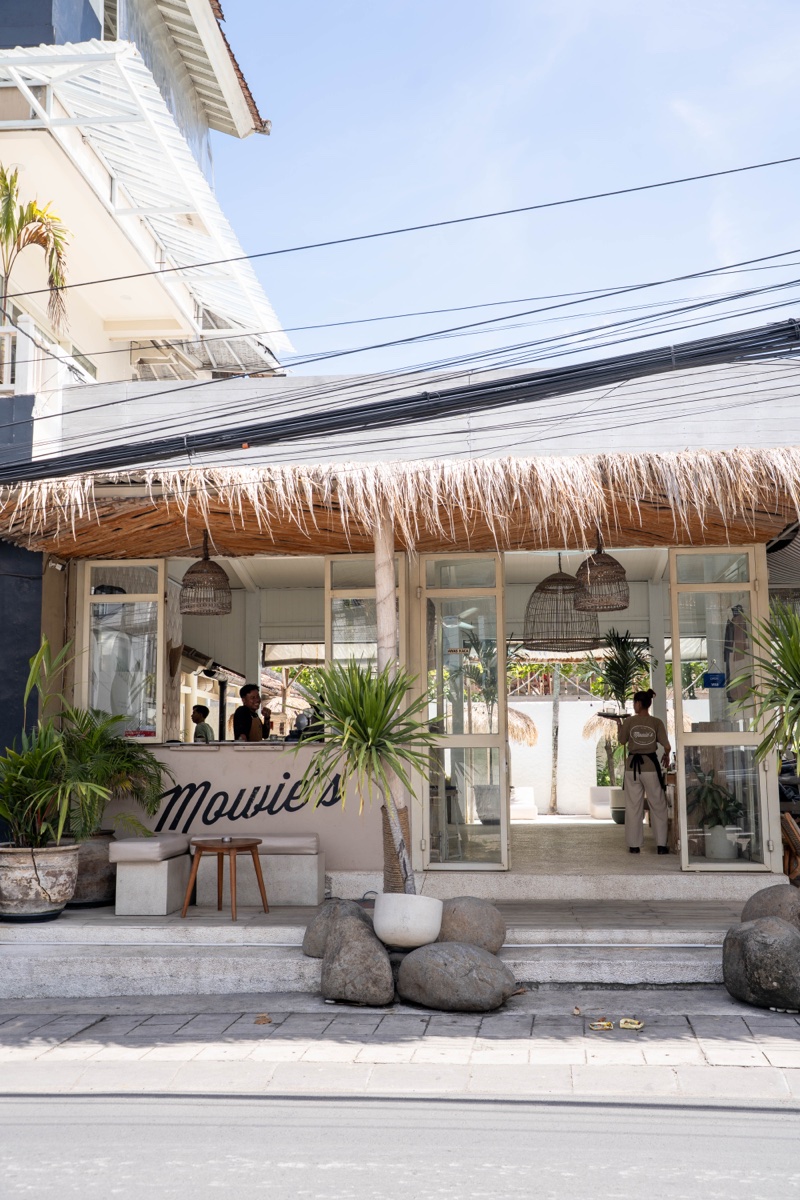 Mowie's Berawa shopfront with thatched awning on the lane